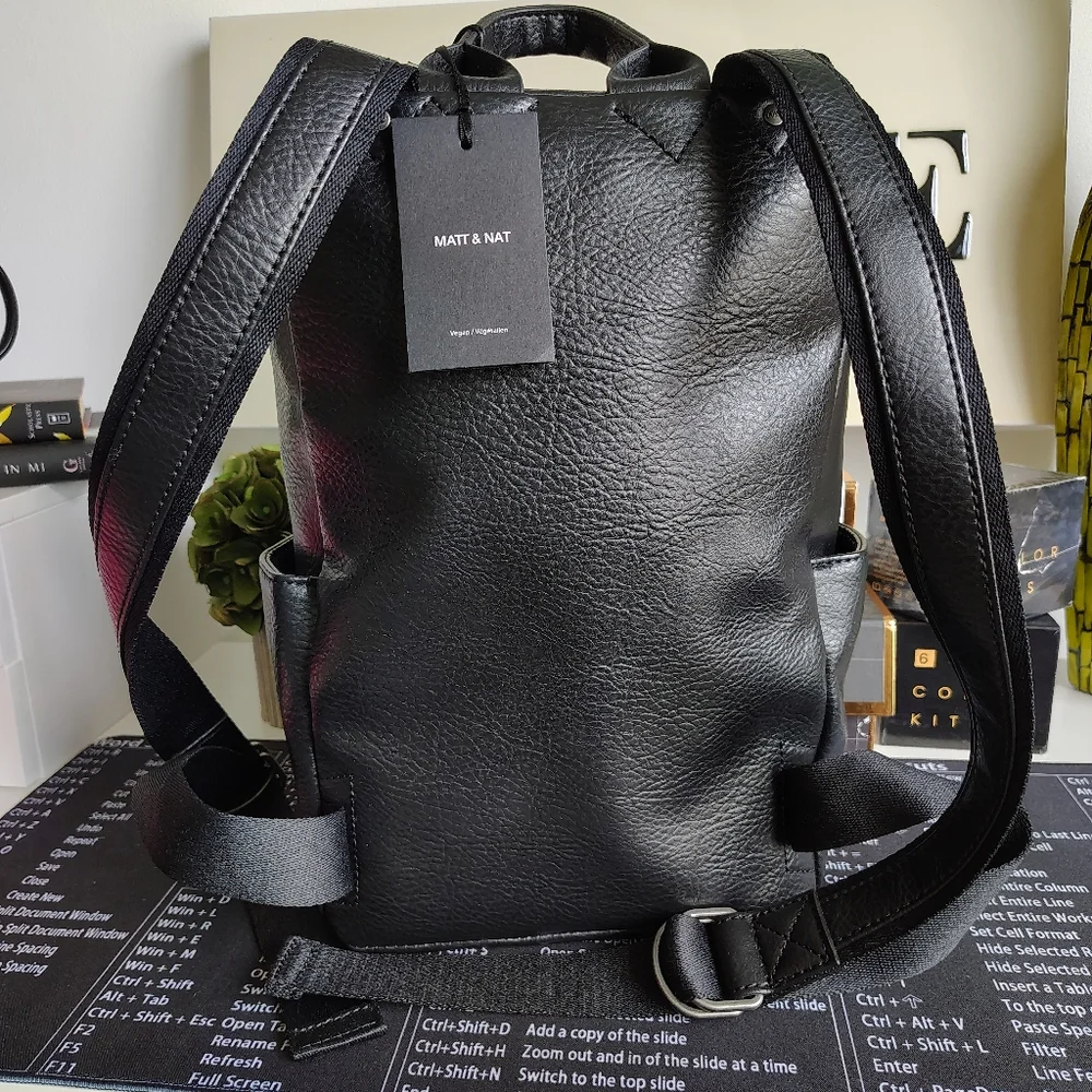Matt & Nat Brave Vegan Backpack Black Purity Collection Laptop Bag NWT